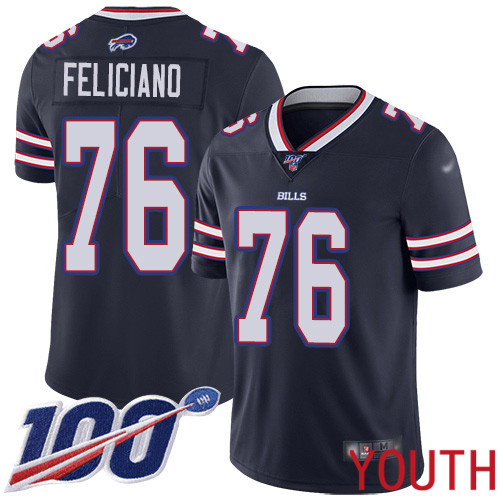 Youth Buffalo Bills #76 Jon Feliciano Limited Navy Blue Inverted Legend 100th Season NFL Jersey